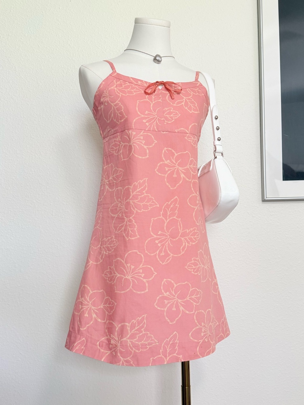 Vintage Hibiscus Print Babydoll Mini Dress 90s Y2K Coconut Girl